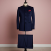Navy Blue Velvet Bandhgala for Men – Elegant Designer Jacket for Weddings & Parties