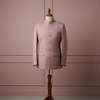 Muted Pink Bandhgala for Men – Subtle Polka Design | Elegant Wedding & Festive Wear
