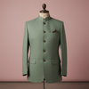 Muted Mehendi Green Bandhgala for Men – Elegant Ethnic Jacket | Wedding & Festive Wear