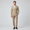 Beige Double Breasted Men's Suit – Classic Tailored Two-Piece for Business & Weddings