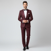 Burgundy Slim Fit Men's Suit – Elegant Formal Two-Piece Tuxedo for Weddings & Events