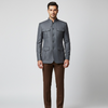 Slate Grey Safari Bushcoat for Men – Tailored Modern Jacket with Mandarin Collar | Premium Formal Wear