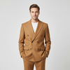 Camel Double-Breasted Men's Suit – Modern Tailored Two-Piece for Business & Events