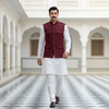 Maroon Hunting Jacket for Men – Classic Ethnic Style with Royal Finish