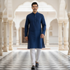 Navy Blue  Cotton Kurta Pajama for Men – Stylish Ethnic Wear for Festive & Wedding Occasions