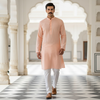 Pastel Peach Kurta Pajama for Men – Elegant Cotton Ethnic Wear for Festive & Wedding Events