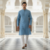 Powder Blue Kurta Pajama for Men – Classic Cotton Ethnic Wear for Festive & Wedding Occasions