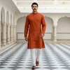 Rust Orange Kurta Pajama for Men – Festive Cotton Ethnic Wear for Weddings & Celebrations