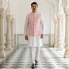 Pastel Pink Semi Hunting Jacket for Men | Elegant Ethnic Nehru Jacket for Weddings & Celebrations