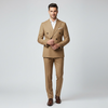 Tan Double-Breasted Men's Suit – Modern Tailored Two-Piece for Business & Weddings